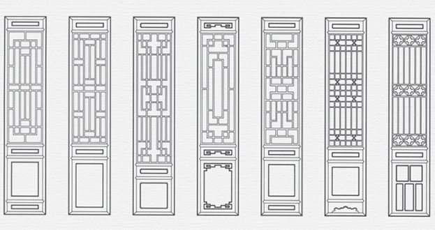 永清常用中式仿古花窗图案隔断设计图